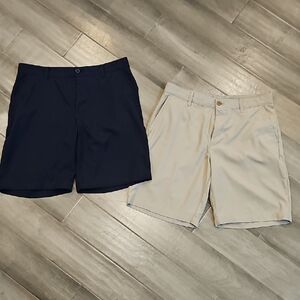 Izod Men's Flat-Front Shorts - Navy & Light Khaki